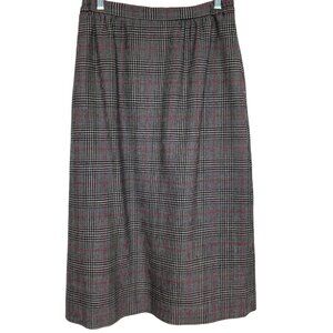 Vintage Lombardi Wool Skirt Womens 12 Fits 29 in Waist Herringbone Plaid Lined